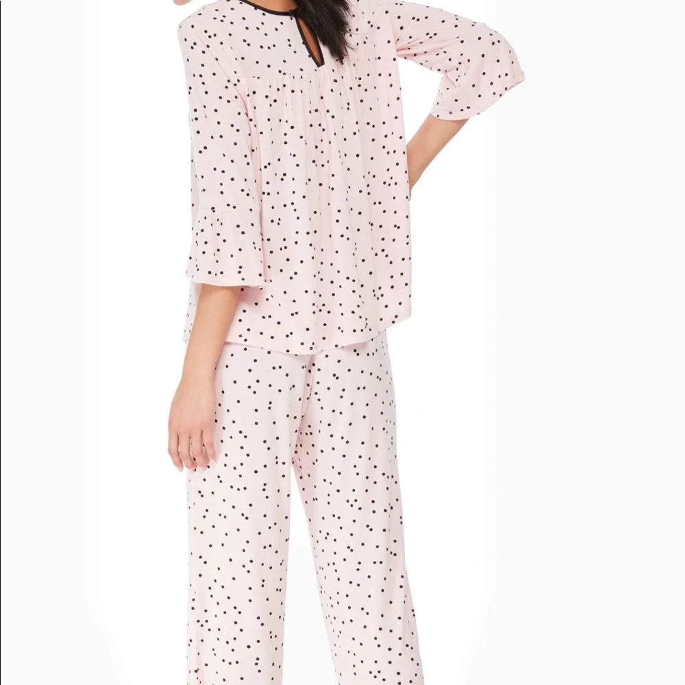 kate spade Pink and Black Polka Dot Pajama Set